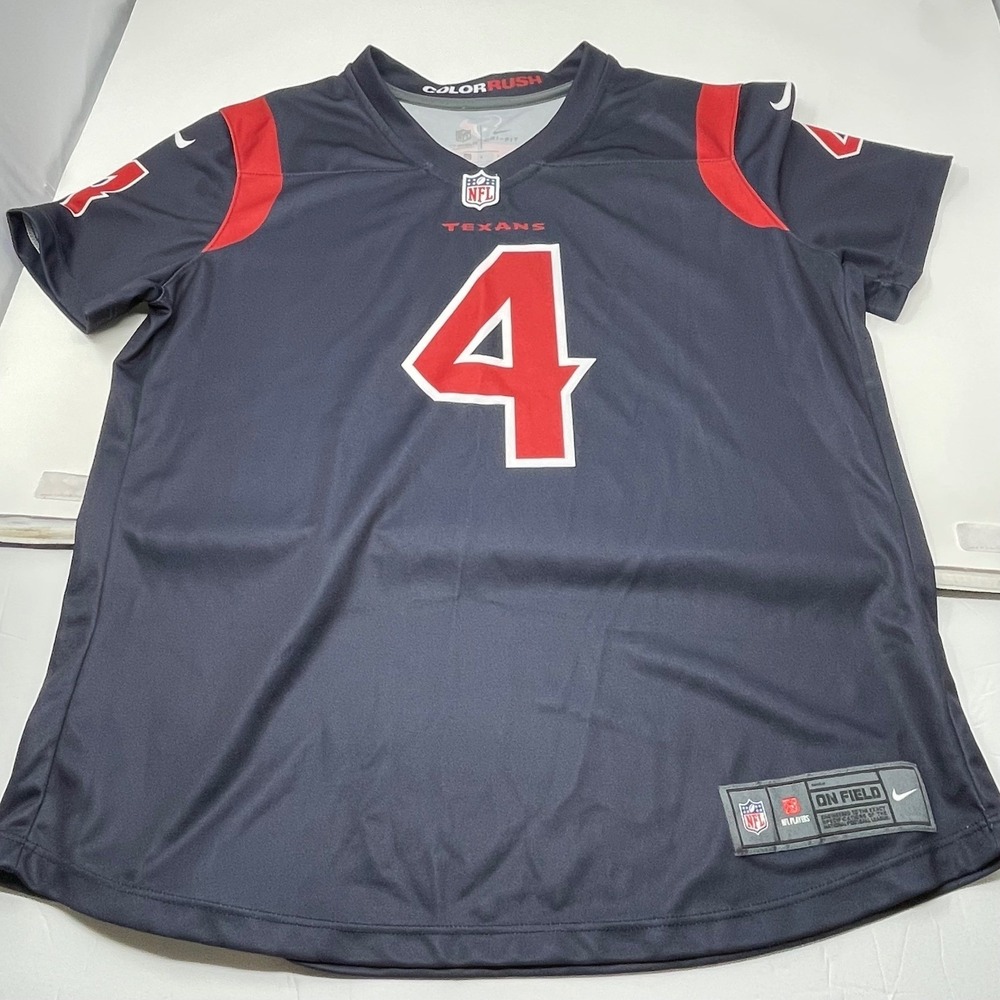 Nike Houston Texans Deshaun Watson Color Rush Jersey Navy Blue Men's Size L #4